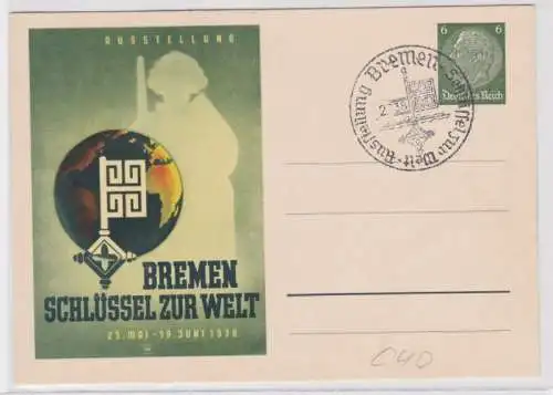 95913 Ganzsachen Postkarte PP127/ C40 Ausstellung Bremen Schlüssel zur Welt 1938