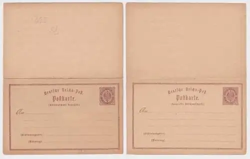 97464 DR Ganzsachen Postkarte Plattenfehler P3F Rückantwort bezahlt um 1874