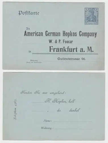 96748 Ganzsachen Postkarte P63 Zudruck American German Hopkos Company Frankfurt