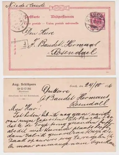 41250 DR Ganzsachen Postkarte P37 Zudruck Aug. Schlüpers Goch Rheinland 1896