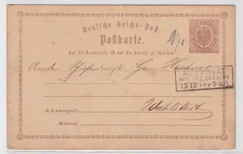 96958 DR Ganzsachen Postkarte P1 Neumarkt Reg. Bez. Breslau nach Wahlstadt 1874