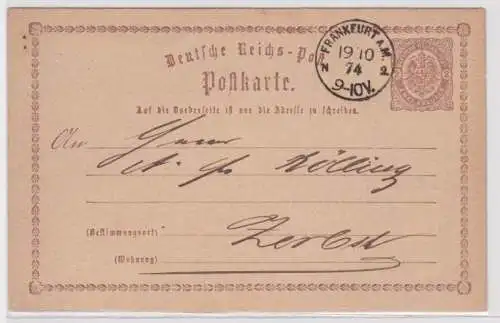 97231 DR Ganzsachen Postkarte P2 Frankfurt nach Zerbst 1874