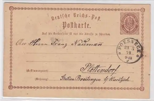 97230 DR Ganzsachen Postkarte P2 Pössneck nach Plottendorf 1874