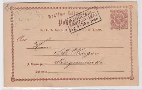 96560 DR Ganzsachen Postkarte P1 Magdeburg nach Tangermünde 1875