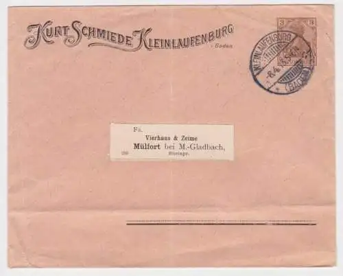 74083 DR Ganzsachen Umschlag PU Kurt Schmiede Kleinlaufenberg 1913