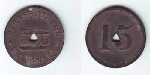 15 Pfennig Zink Notgeld Münze Strassenbahn Chemnitz