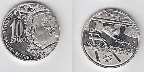 10 Euro Silber Münze Belgien Nord Süd Verbindung 2002