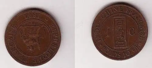 1 Cent Kupfer Münze Französisch Indo China 1892