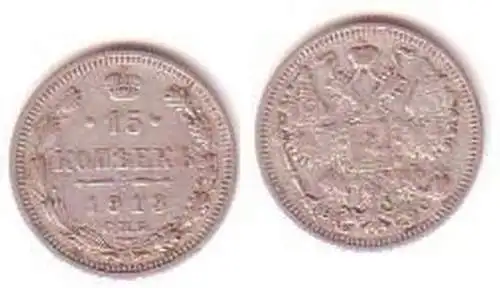 15 Kopeken Silber Münze Russland 1913