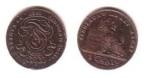 1 Centimes Kupfer Münze Belgien 1907