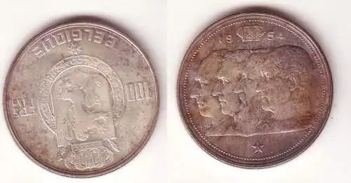 100 Franc Silber Münzen Belgien 1954