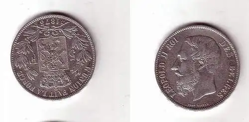 5 Francs Silber Münze Belgien 1873