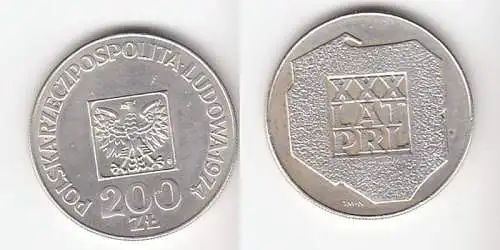 200 Zloty Silber Münze Polen 1974 XXX LAT PRL