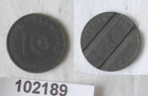 Fehlprägung Deutsches Reich 10 Pfennig Zink Münze 1944 A