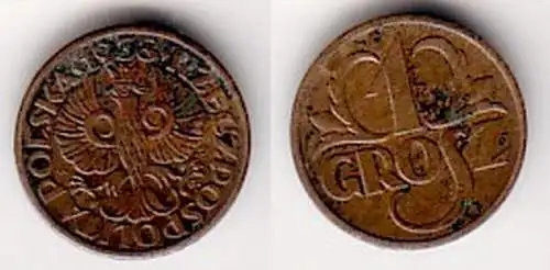 1 Groszy Kupfer Münze Polen 1938