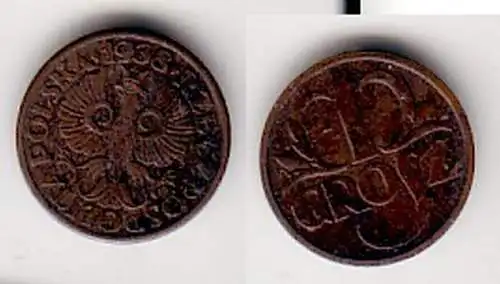 1 Groszy Kupfer Münze Polen 1938