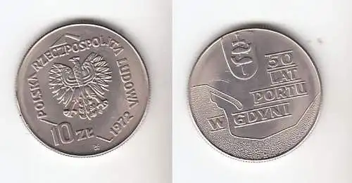 10 Zloty Kupfer Nickel Münze Polen 1972 50 Jahr Feier des Hafens von Gdynia