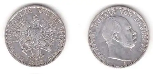 1 Vereinstaler Silber Münze Preussen 1867 A Wilhelm vz