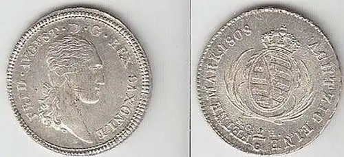 1/6 Taler Silber Münze Sachsen 1808