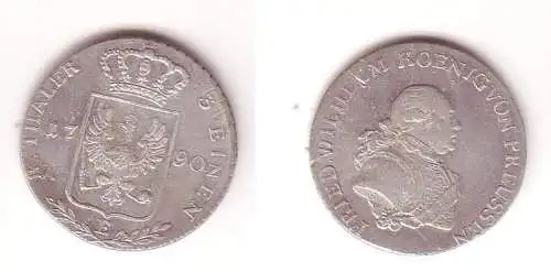 1/3 Reichstaler Silber Münze Preussen Friedrich Wilhelm 1790 E