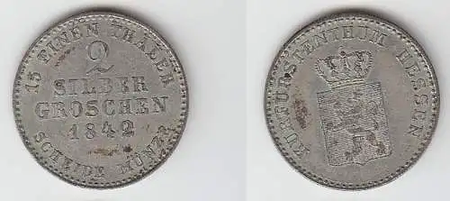 2 Silbergroschen Münze Hessen Kassel 1842 (MU5189)