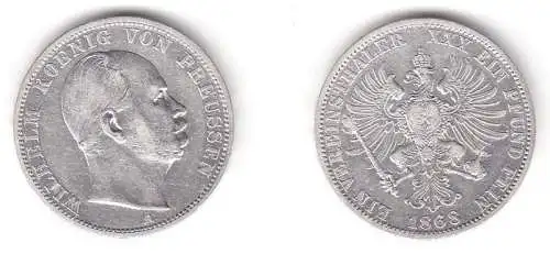 1 Vereinstaler Silber Münze Preussen 1868 A Wilhelm ss+