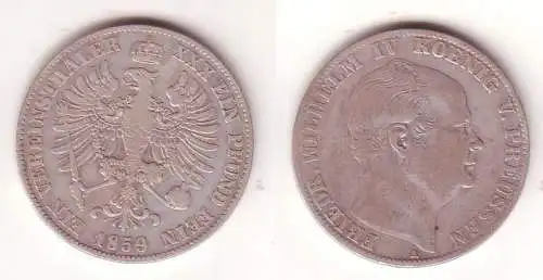 1 Vereinstaler Silber Münze Preussen 1859 A Friedrich Wilhelm IV ss