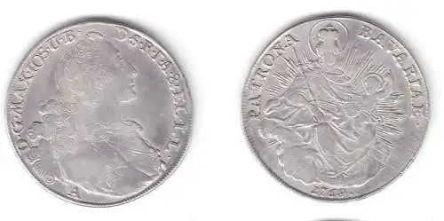 1 Taler Silber Münze Bayern Maximilian III. Joseph 1768 A Madonnentaler