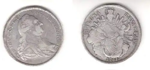 1 Taler Silber Münze Bayern Karl II. Theodor 1781 Madonnentaler