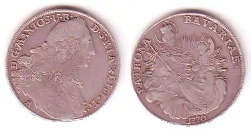 1 Taler Silber Münze Patrona Bavaria Bayern 1770 A (Mü 1083)