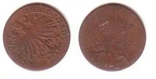 1 Heller Kupfer Münze Frankfurt am Main 1853