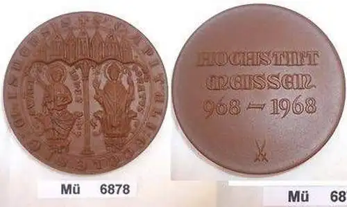 DDR Porzellan Medaille Hochstift Meißen 968-1968