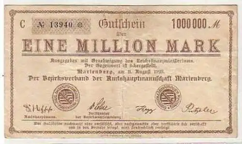 Inflation Banknote 1 Million Mark Marienberg 1923