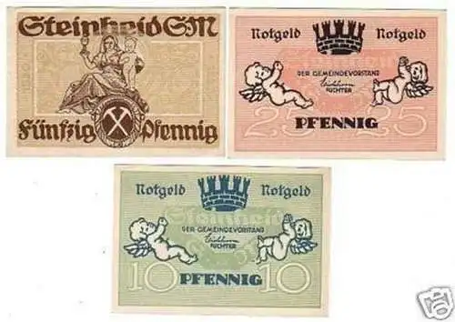 3 Banknoten Notgeld Gemeinde Steinheid S.M. 1920