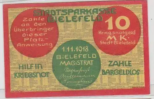 10 Mark Banknoten Notgeld Stadtsparkasse Bielefeld 1918