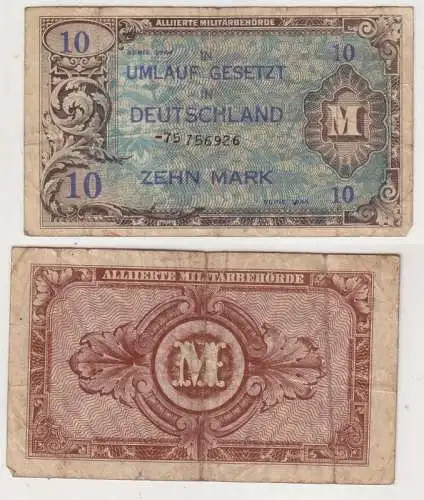 Seltene Banknote 10 Mark alliierte Militärbehörde 1944