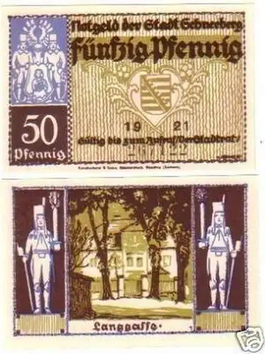 2 Banknoten Notgeld der Stadt Schneeberg 1921