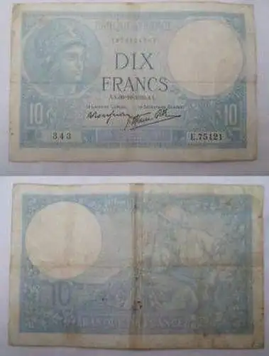 Alte Banknote 10 Franc Frankreich 1939