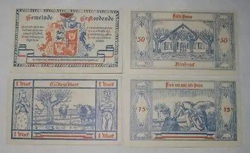 4 Banknoten Notgeld der Gemeinde Groß Nordende 1921