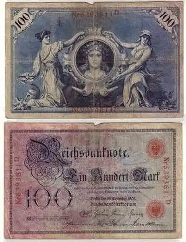 Banknote Kaiserreich 100 Mark 18. Dezember 1905