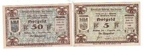 2 Banknoten Notgeld Kreisstadt Guhrau Schlesien 1920