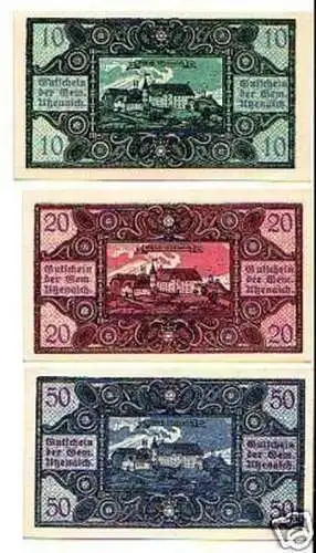 3 Banknoten Notgeld Gemeinde Utzenaich 1920