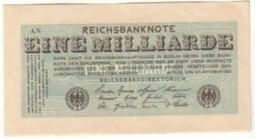 seltene Banknote 1 Milliarde 20.10.1923 Rosenberg 119