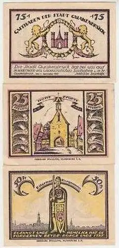 3 Banknoten Notgeld Stadt Quakenbrück 1921