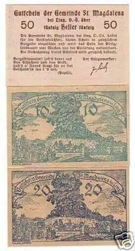 3 Banknoten Notgeld Gemeinde St. Magdalena Österreich