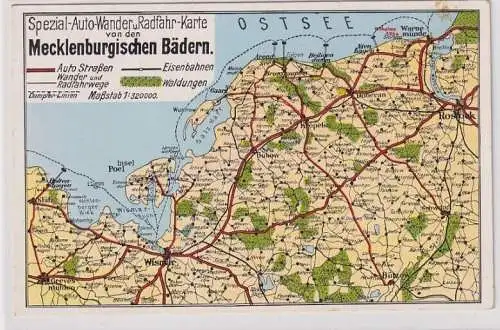 38462 Landkarten Ak Spezial Wanderkarte von den Mecklenburgischen Bädern um 1930