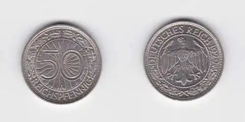 50 Pfennig Nickel Münze Weimarer Republik 1929 A (137238)