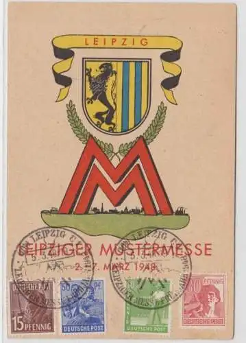 95910 Ak Leipziger Mustermesse  02.-07. März 1948, Michel Nr. 946, 948, 953, 955