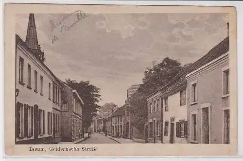 97410 Ak Issum, Straßenansicht Geldernsche Straße, Kirchenturm, 1929