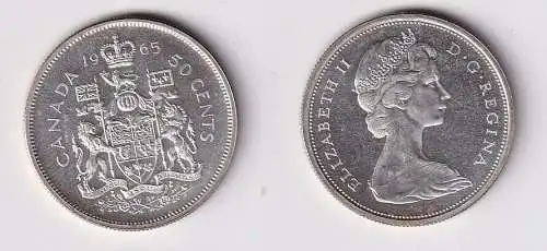 50 Cents Silber Münze Kanada 1965 Stgl. (166214)